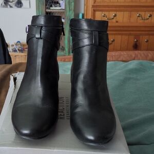 Kenneth Cole Black Ankle Booties with Buckle Detail